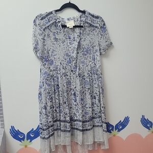 Floral Blue and White Dress